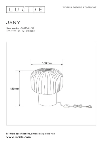Настольная лампа Jany 78595/01/02 Lucide чёрная 1 лампа, основание матовое золото латунь металл в стиле современный винтаж  фото 4